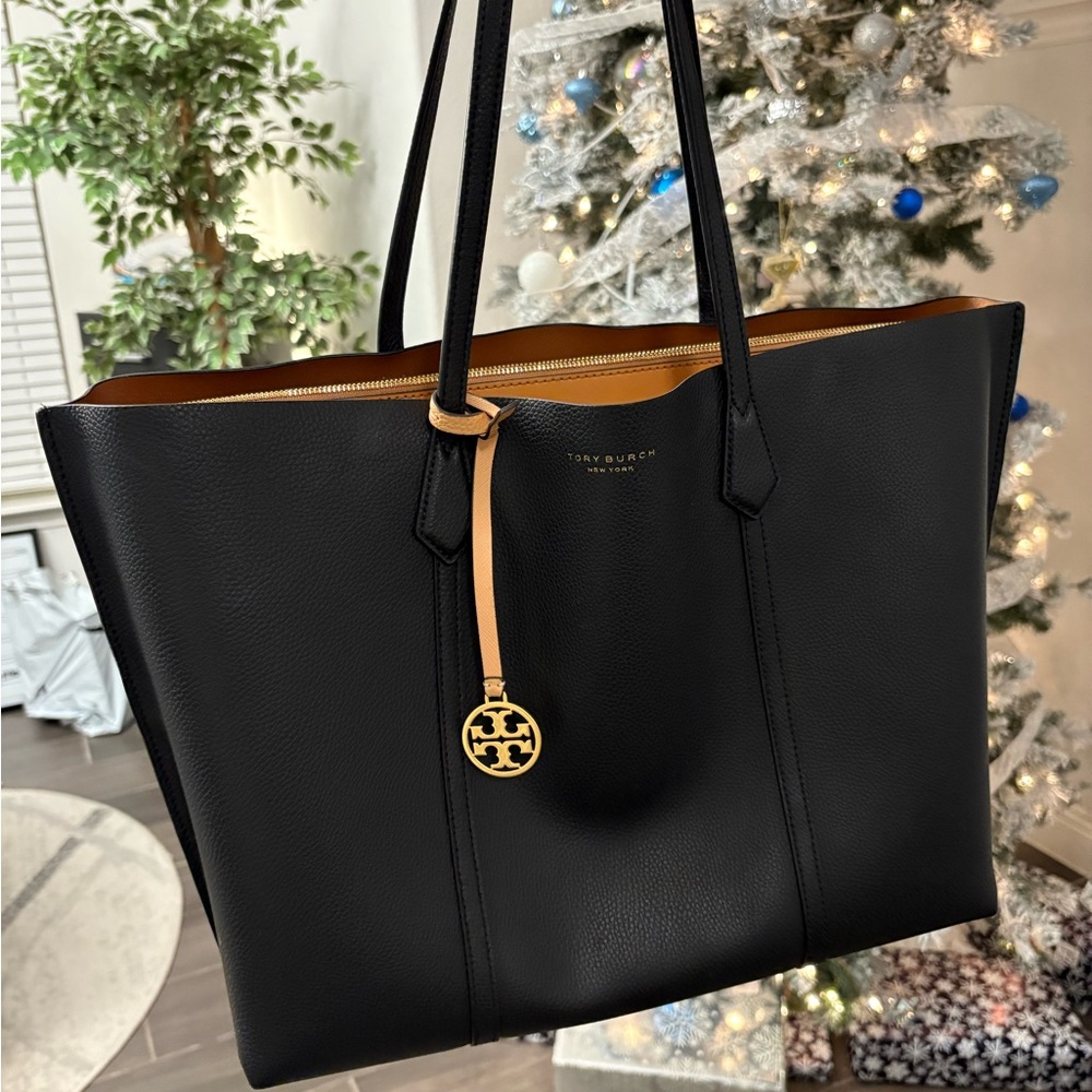 Tory Burch Black Leather Tote Bag